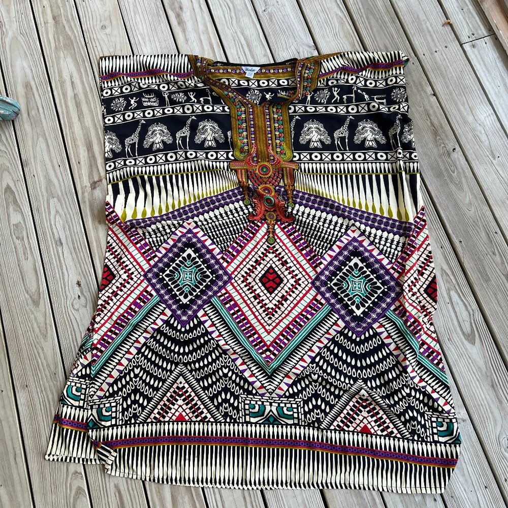 Vintage kaftan caftan Winlar one size African tribal animal print